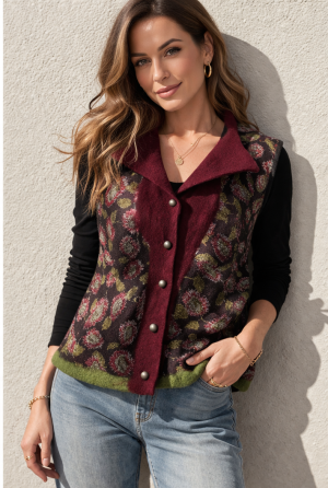 Mellény bordó-fehér-zöld-fekete