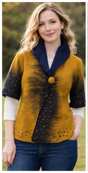 Kék-mustár rövidujjú blézer