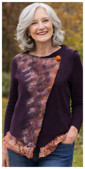 Padlizsán átlapolós felső