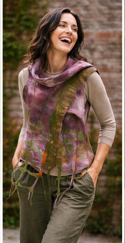 Padlizsán-moha rácsos mellény